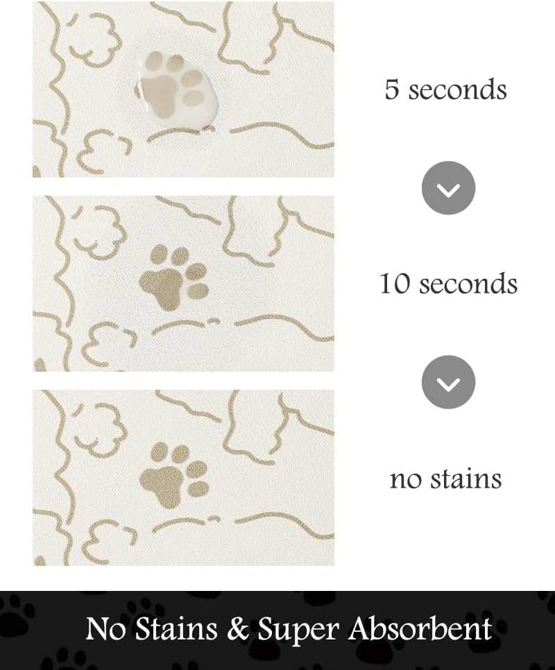 Pet Feeding Mat-Absorbent Dog Mat for Food and Water Bowl-No Stains Quick Dry Water Dispenser Mat-Dog Accessories Pet Supplies-Bowl for Messy Drinkers（FRAMEDOGS,17"x28"