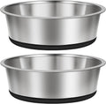 Taglory 11 Cup Stainless Steel Dog Bowls Set of 2 for Food and Water, Silicone Base Anti-Slip, Rust Resistant, Extra Thick Metal Bowls for Large Dogs, 84oz, Black