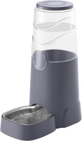 8L Automatic Pet Waterer,Gravity Stainless Steel Water Feeder,Gravity Pet Water Dispenser,Large Capacity Waterer with Stainless Steel Bowl for Medium and Large-Sized Cats and Dogs(8L,Grey)