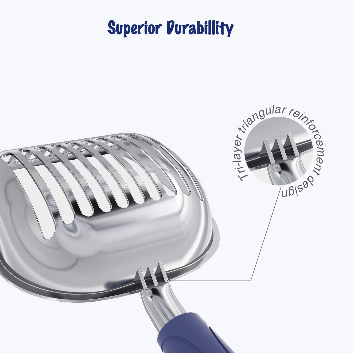 WePet Cat Litter Scoop, Aluminum Alloy Sifter, Kitty Metal Scooper, Deep Shovel, Long Handle, Poop Sifting, Kitten Pooper Lifter, Durable, Heavy Duty, for Litter Box