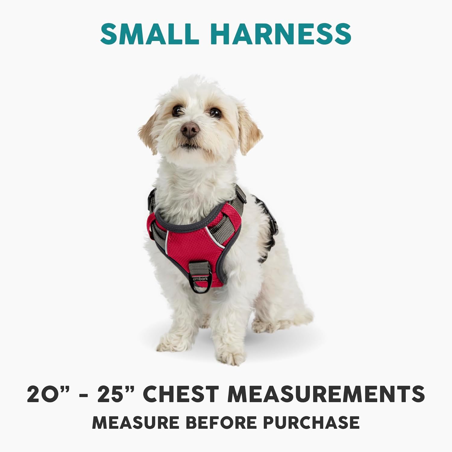 Embark Adventure Dog Harness, Reflective Trim No Pull Dog Harnesses for Small Sized Dogs - Military Grade Nylon, Front Clip with Gel Lined Handle.