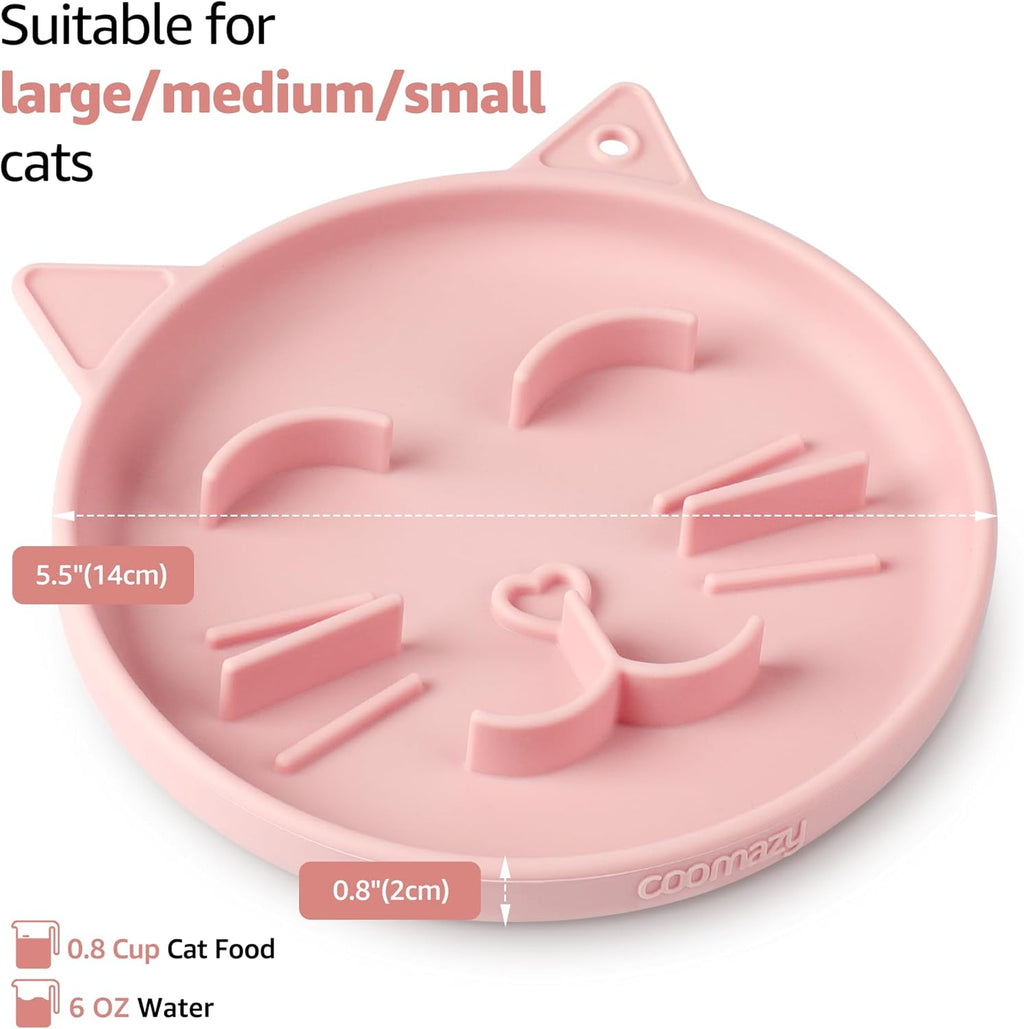 Coomazy Silicone Slow Feeder Dog Cat Bowls, Interactive Puzzle Toy for Pets Dry/Wet Food Training, Keeps Dogs Cats Busy, Prevents Puppy Kitty Overeating (Pink/Green 2pcs, 0.8 Cup)