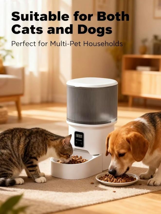 Intelligent Pet Automatic Feeder - Smart APP Remote Control, Food Freshness Preservation, Anti-Jam Design, Dual Power Supply (Plug-in & Battery), Easy to Clean for Uninterrupted Feeding When Away