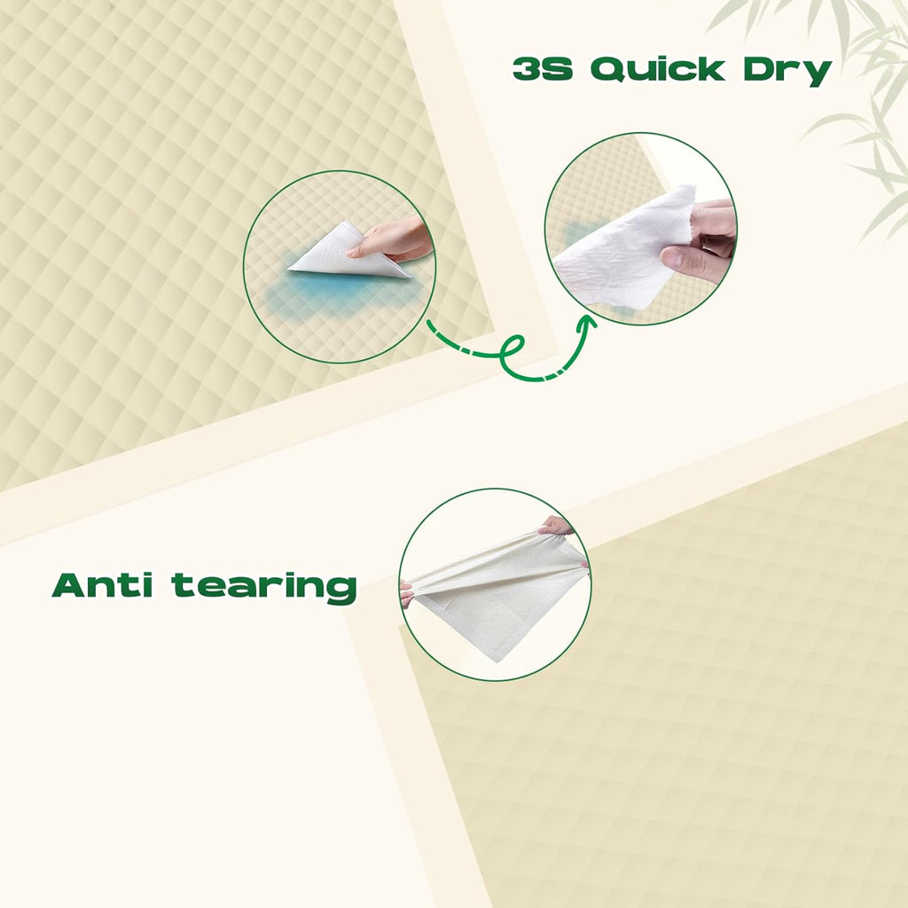 Puppy Pads 30 Count Small 22x22in Bamboo Training Pads Deodorizing Leakproof Quick Drying Dog Pee Pads Super Absorbent Disposable Pee Pads for Dogs Puppies, Doggie, Cats, Rabbits