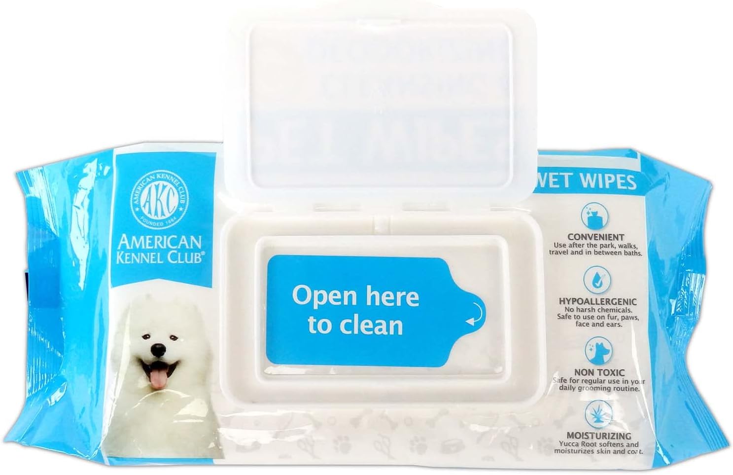 AKC Dog Wipes for Cleansing & Deodorizing Great for Face, Ears, Paws, Body, & Butt - Lavender Scented - 100pk