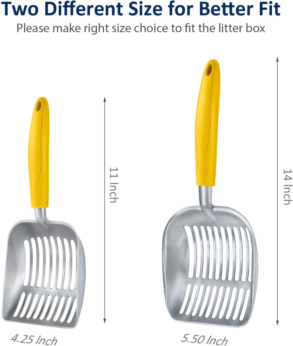 WePet Cat Litter Scoop, Aluminum Alloy Sifter, Kitty Metal Scooper, Deep Shovel, Long Handle, Poop Sifting, Kitten Pooper Lifter, Durable, Heavy Duty, for Litter Box