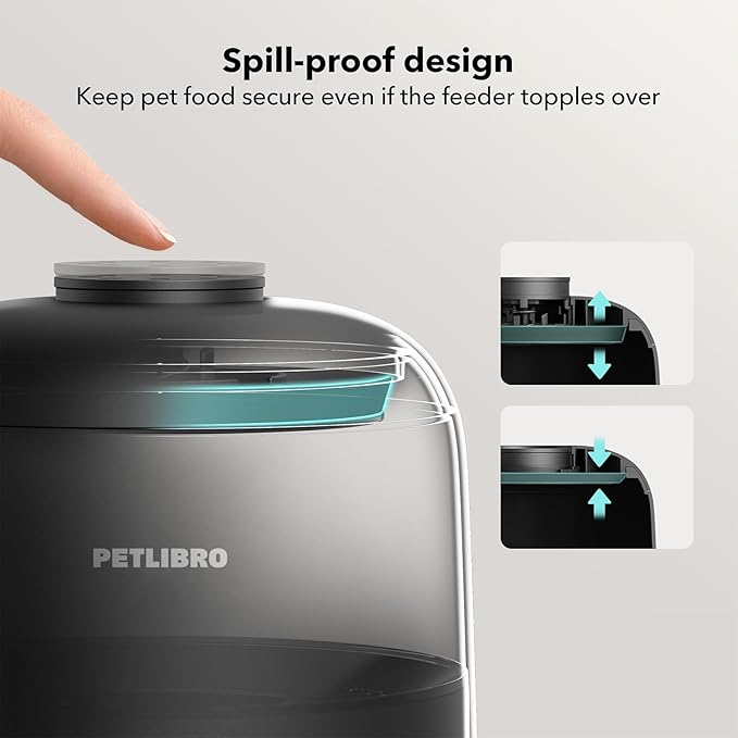 PETLIBRO Automatic Cat Feeder, Wi-Fi Rechargeable Cats Food Dispenser Battery-Operated with 30-Day Life, AIR 2.4G Wi-Fi Timed Pet Feeder for Cats & Dogs, 2L Auto Cats Feeder, Black