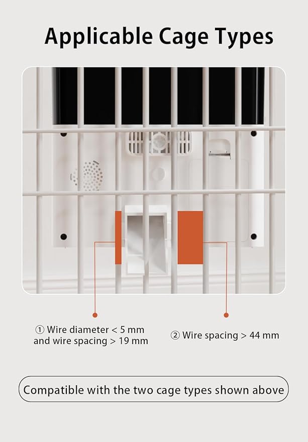 Automatic Pet Feeder for Cats and Small Dogs, Cage-Mounted Smart Food Dispenser, 2.5L Capacity, Timed & Portion Control Feeding, Dual Power Supply (Plug-in & Battery-C), Easy to Clean