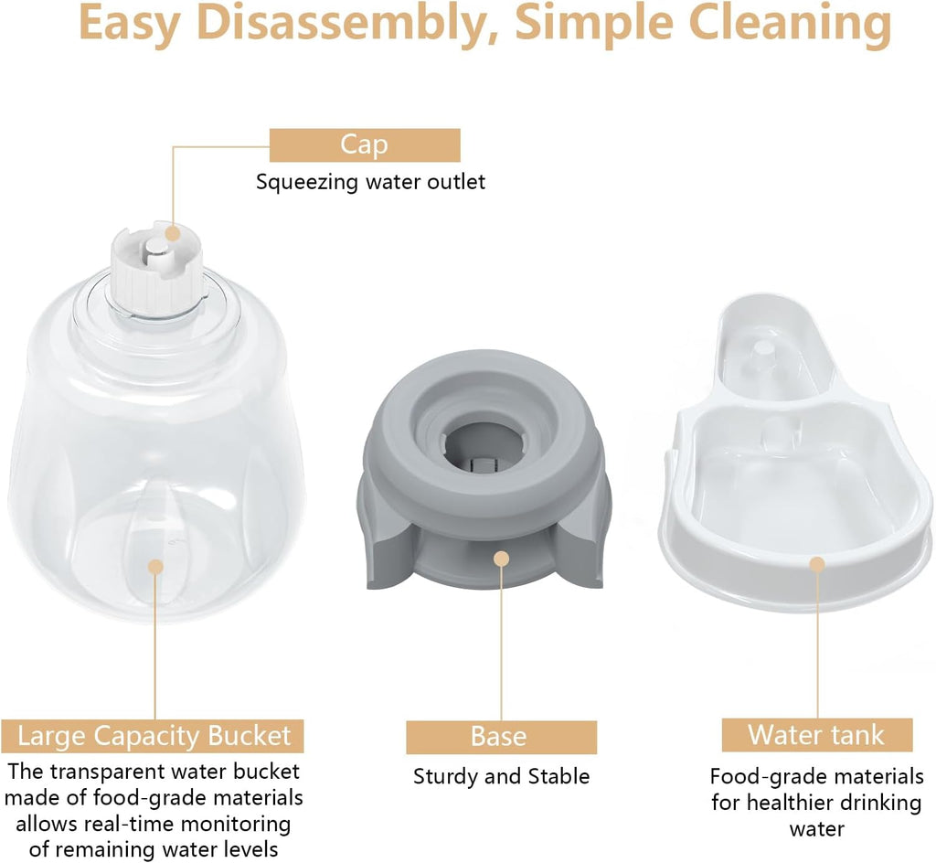 1 Gallon Automatic Dog Water Bowl Dispenser,Large Capacity Water Feeder for Cats and Dogs, BPA-Free,1 Gallon Grey