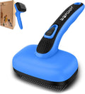 Dogs Cats Self Cleaning Slicker Brush for Shedding & Grooming Any Breed of Pets, Removes Loose, Undercoat, Mats, Tangled Hair for Small Medium Large Animal With Long Short Fur Length, Blue