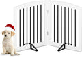Freestanding Pet Gate for Dogs, Foldable Wooden Dog Gate for House, Indoor Pet Barrier for Stairs, Doorways, Support Feet Included, 24" Height 2 Panels, White