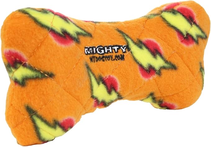 MIGHTY- NO Stuff Bone– Squeaky Plastic Core. 2-in-1 Toy. Made Durable, Strong & Tough. Interactive Play Dog Toy (Tug, Toss & Fetch). It Floats. (Orange, Medium 2 Pack)