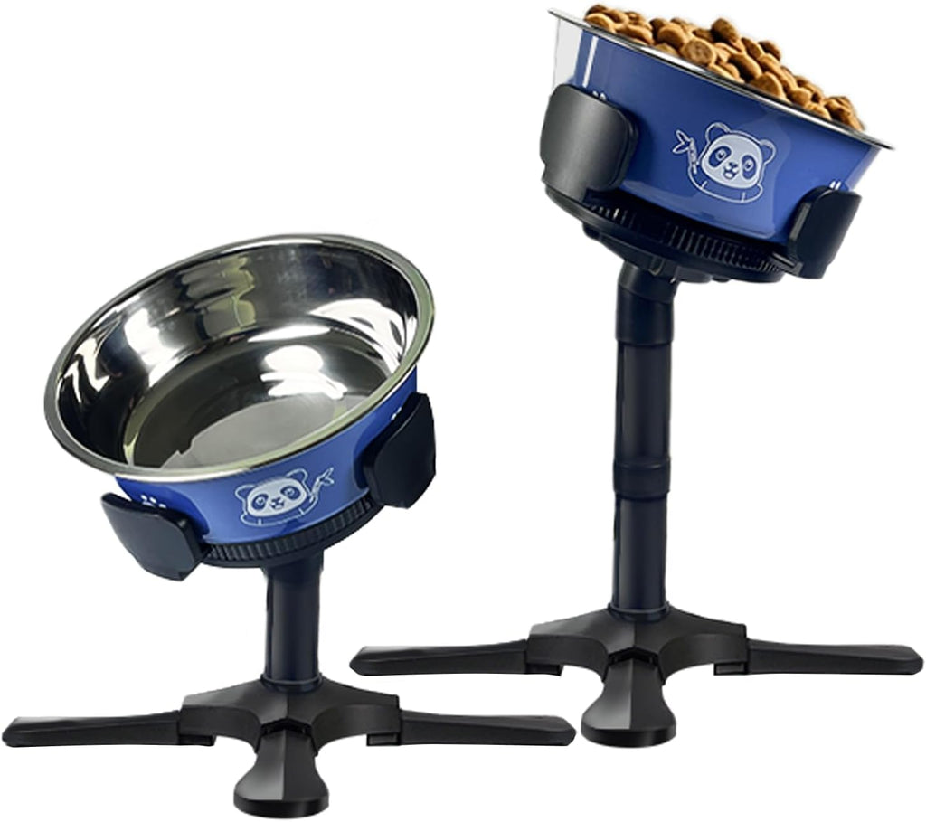 Adjustable Elevated Dog Bowl Stand with Non-Slip Base - 3 Height & Tilt Settings, Fits 14-24.5cm Bowls, Raised Stainless Steel Dish for Large Breed, Medium & Small Dogs, Cats