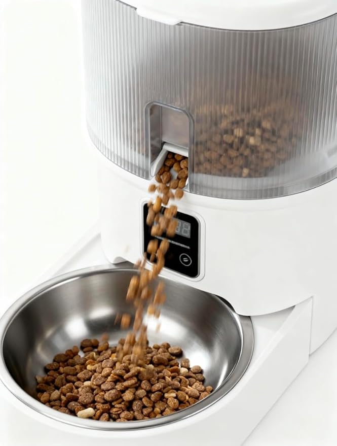 Intelligent Pet Automatic Feeder - Smart APP Remote Control, Food Freshness Preservation, Anti-Jam Design, Dual Power Supply (Plug-in & Battery), Easy to Clean for Uninterrupted Feeding When Away