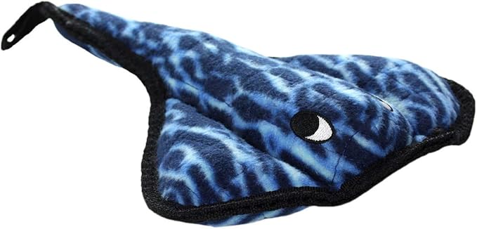 TUFFY - World's Tuffest Soft Dog Toy - Ocean Stingray - Squeakers - Multiple Layers. Made Durable, Strong & Tough. Interactive Play (Tug, Toss & Fetch). Machine Washable & Floats. (2 Pack)