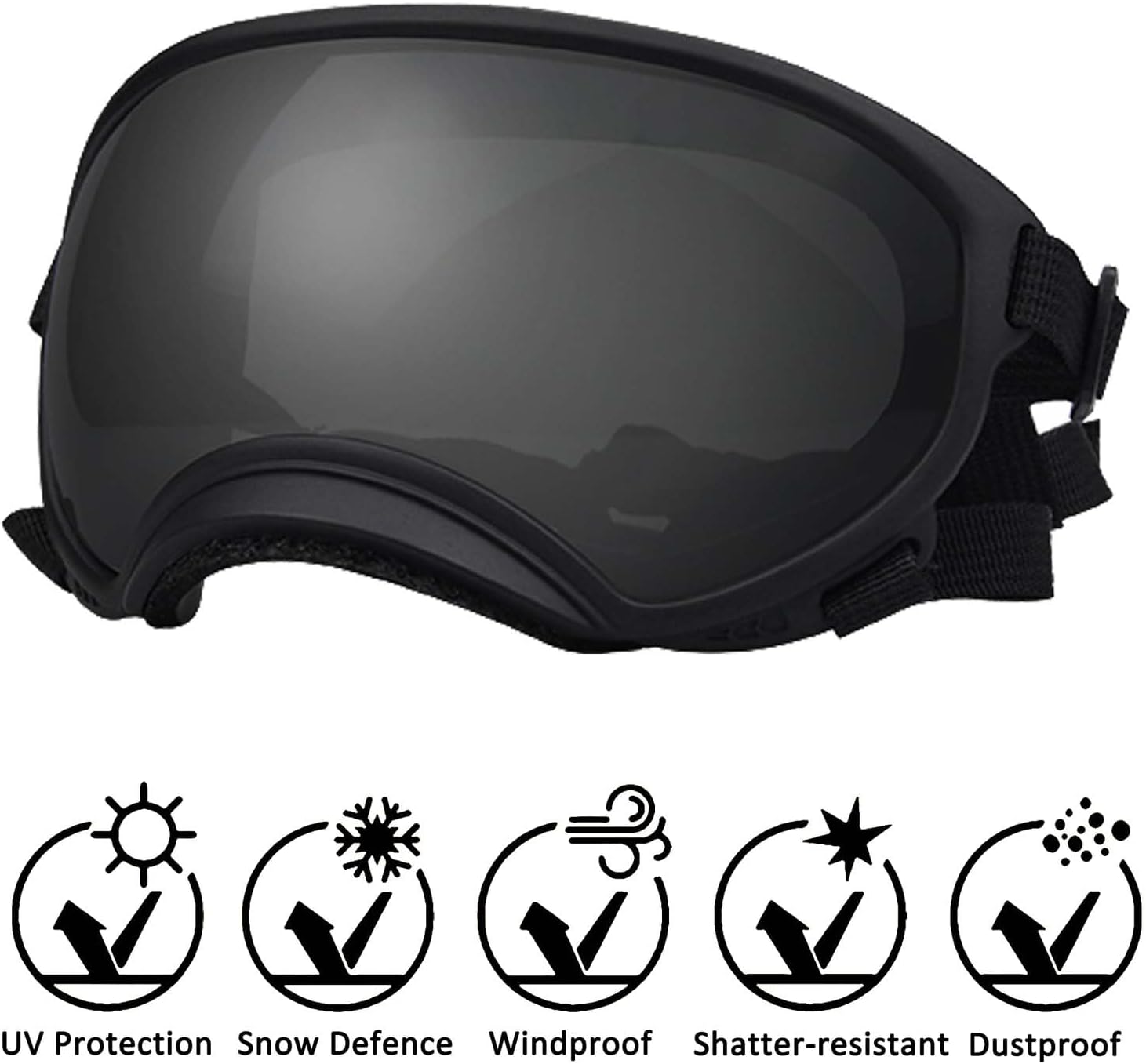 Medium Dog Sunglasses with Adjustable Strap UV Protection, Winproof Dog Puppy Sunglasses, Suitable for Medium Dog Pet Glasses, Dogs Eyes Protection,Soft Dog Goggles