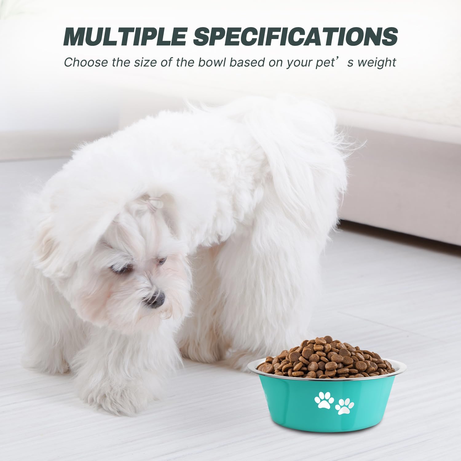 Stainless Steel Dog Bowls, Nonslip Rubber Bottom No Spill Proof Skid Metal Insulated Dog Bowls for Large Medium Small Breed Dogs (Green, 3.6 Cups/29 OZ)