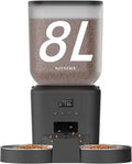 Automatic Cat Feeder for 2 Cats - 8L/34 Cups Large Capacity Auto Cat Food Dispenser with LCD Screen, 2 Food Trays, Timed Feeder, Up to 50 Portions 6 Meals Per Day, Keep Fresh