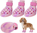 Dog Shoes for Hot Pavement, Adjustable Magic Tape Boots for Small, Medium & Large Dogs, Anti-Slip, Easy to Clean Paw Protectors for Beach, Outdoor & Hot Weather (Pink M)