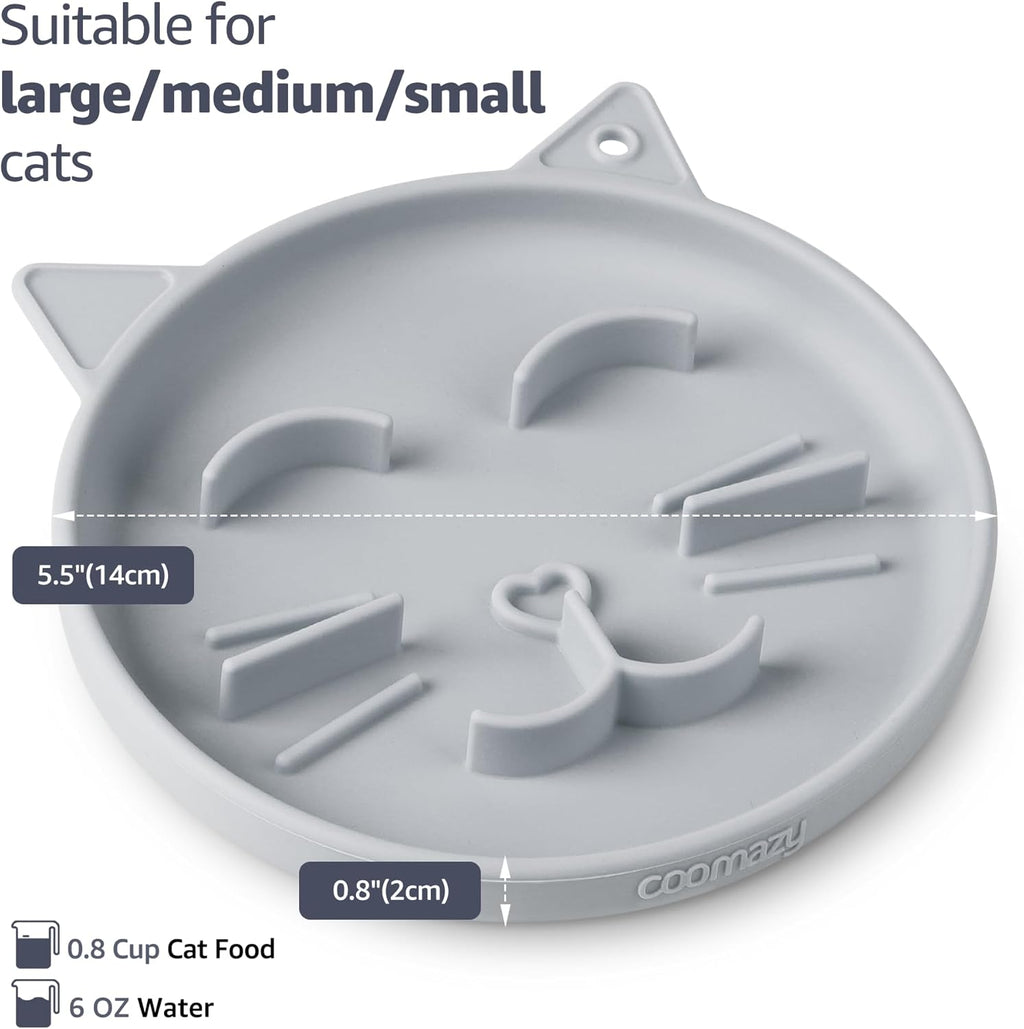 Coomazy Silicone Slow Feeder Dog Cat Bowls, Interactive Puzzle Toy for Pets Dry/Wet Food Training, Keeps Dogs Cats Busy, Prevents Puppy Kitty Overeating (Grey, 0.8 Cup)