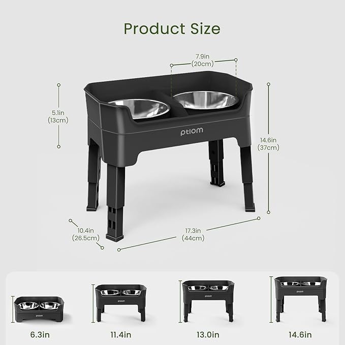 KPWACD 3-in-1 Elevated Dog Bowls Mess Proof Raised Slow Feeder Dog Bowls, 4 Height Adjustable Stand Licking Plate with 2 56oz Stainless Steel Doggy Food Dish for Small Medium Large Pets