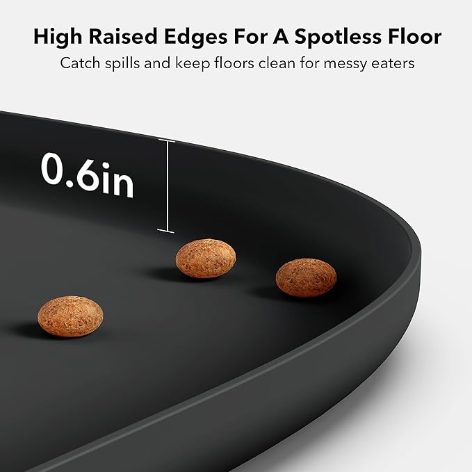 PETLIBRO Dog Food Mat, Silicone Non-Slip Waterproof Cat Food Mat for Feeder & Fountain & Bowl, Dog Bowl Mats with Raised Edge Spill Protection Floor, Extra Large Cove Feeding Mat for Pet 22''x16.5''