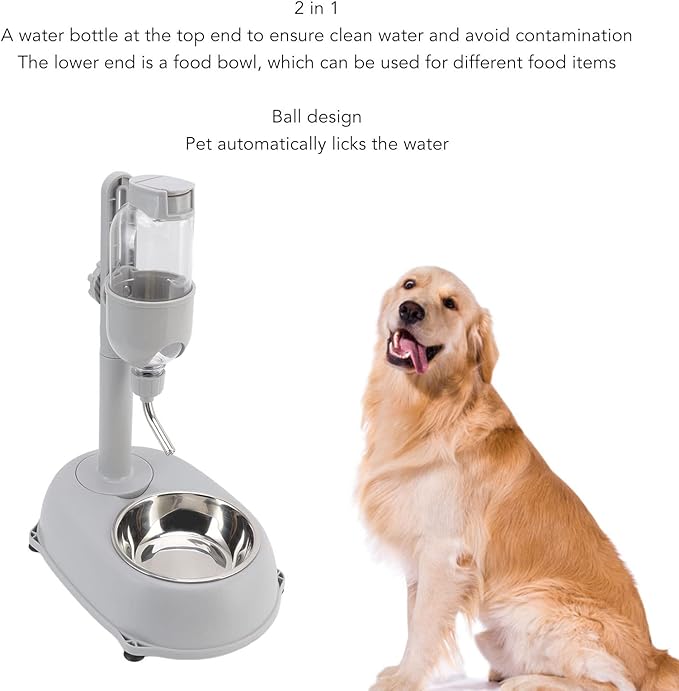 500ml Pet Standing Water Dispenser Bowl, Food Feeder Bowl with Detachable Pole Automatically Feeding Water