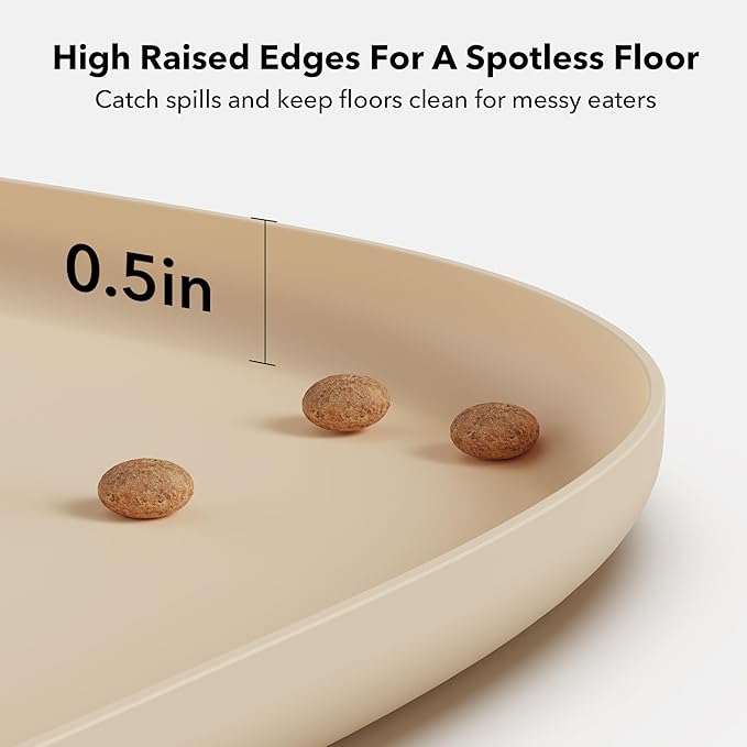 PETLIBRO Dog Food Mat, Safety Silicone Cat Food Mat for Feeder & Fountain, Waterproof Dog Bowl Mat, Raised Edge Spill Protection Floor, Cove Feeding Mat for AF005, AF103 Single Tray, 17.7"x12"