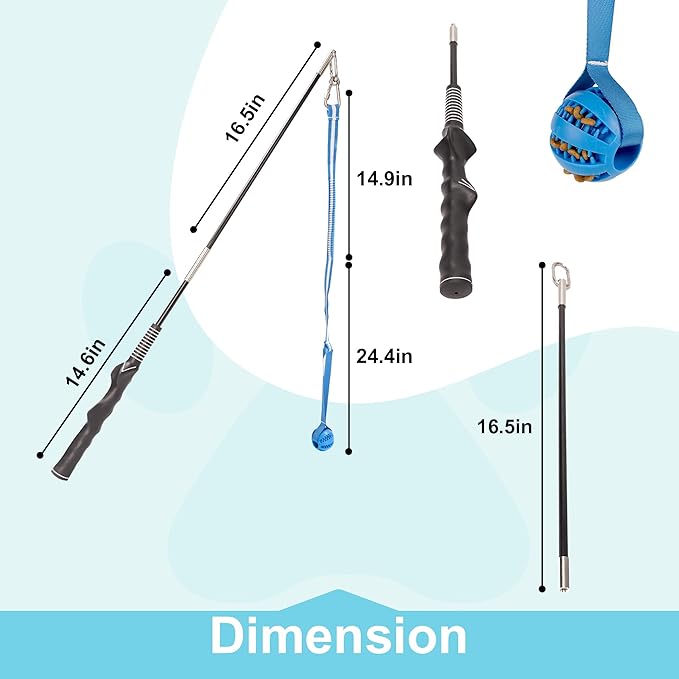 Flirt Pole for Dogs, Durable Dog Flirt Pole for Large Medium & Small Dogs, Interactive Dog Pole Toy with Rubber Ball for Outdoor/Indoor, Training, Chase, Tug of War (24 & 31 inch)