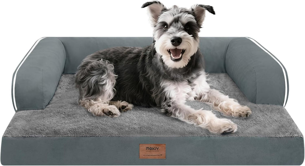 Small Dog Bed Waterproof Orthopedic Dog Beds for Medium Sized Dogs Comfy Pet Cat Bed with Sides, Washable Removable Cover