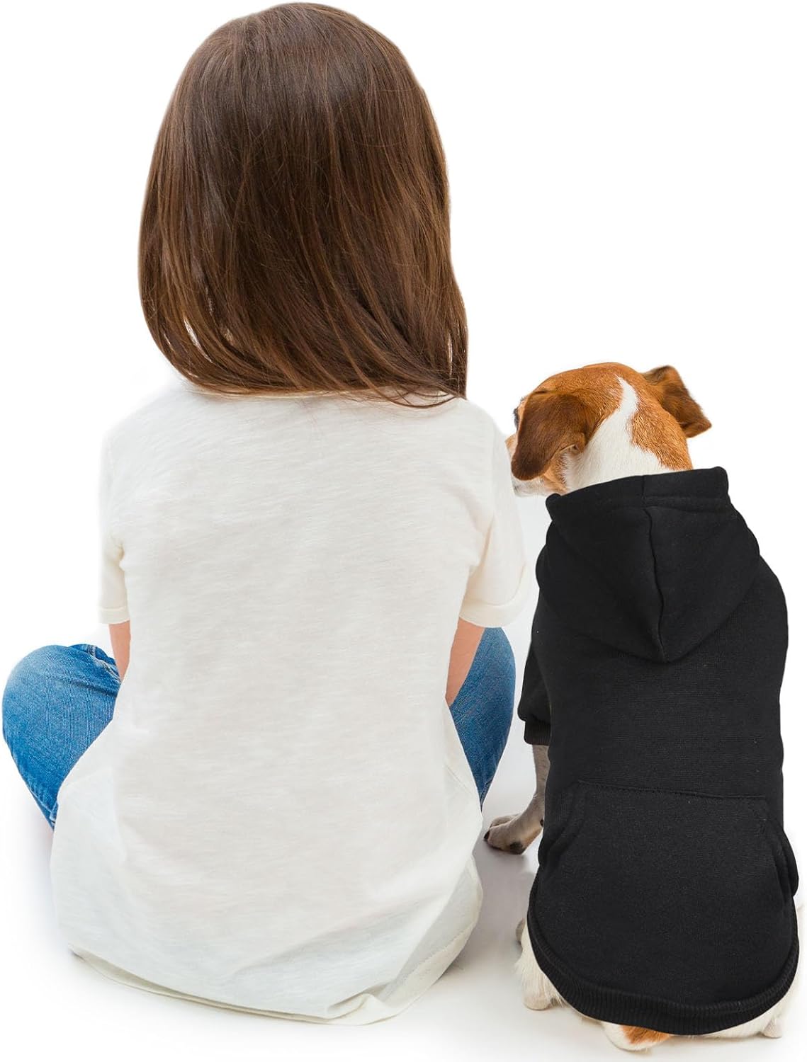 Dog Sweaters for Small Dogs Dog Hoodie Pet Sweater Soft Solid Brushed Fleece Pet Clothes Hoodie Sweatshirt with Pocket(Black-S)