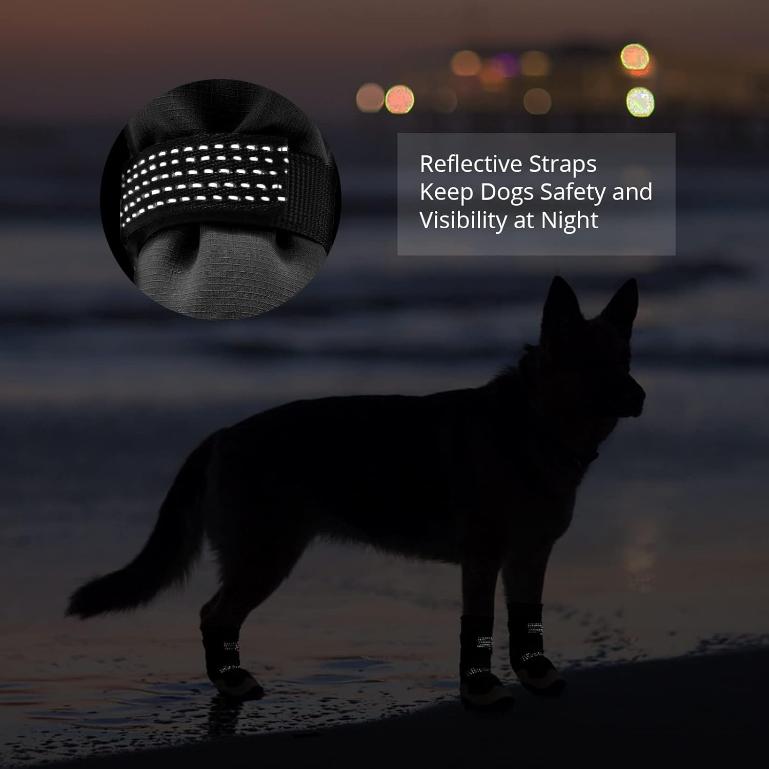 Dog Shoes for Hot Pavement Anti-Slip Dog Boots & Paw Protectors for Summer Rainy Day Dog Snow Boots Waterproof Dog Shoes for Small Medium Large Dogs with Reflective Straps for Hiking 4Pcs