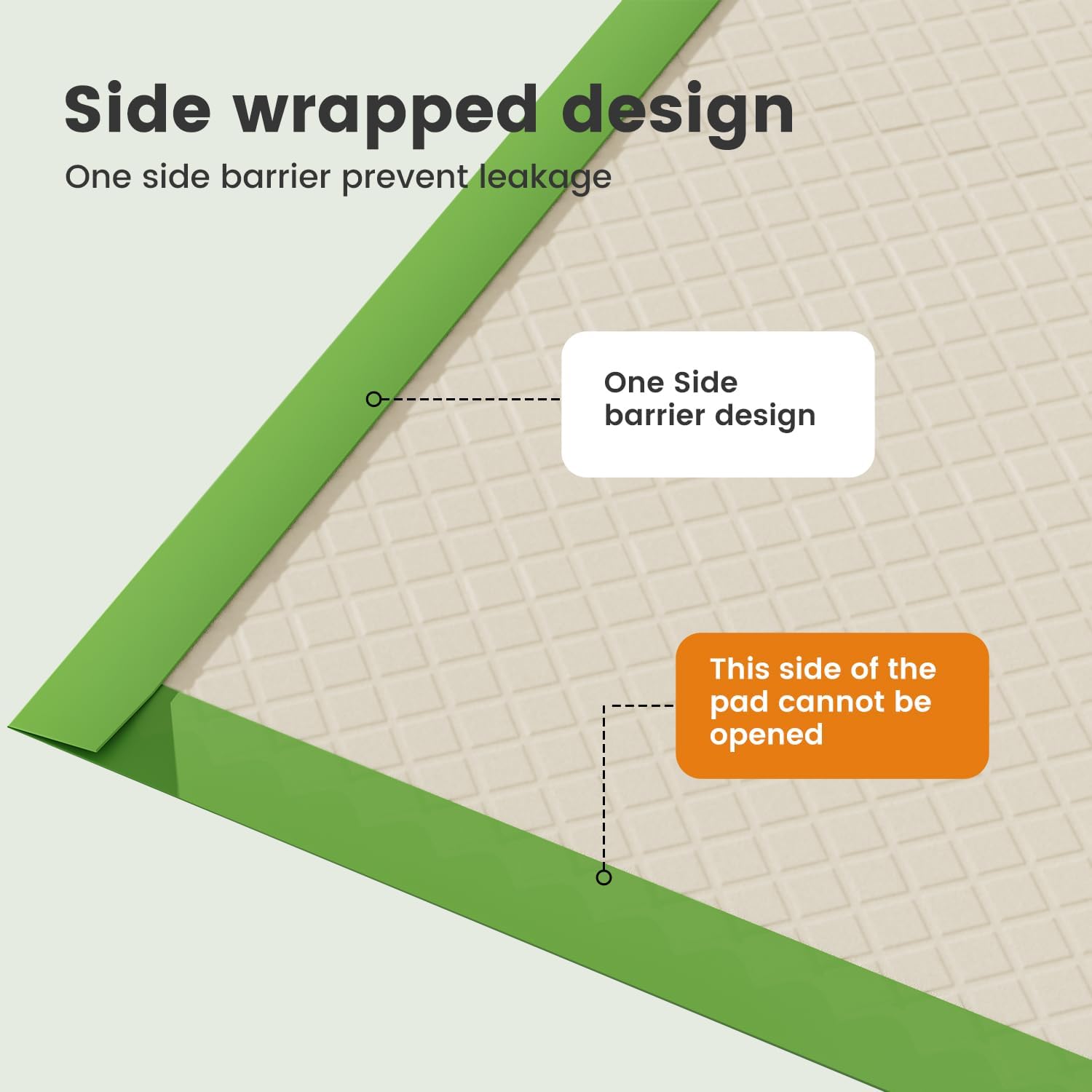 Gardner Pet Dog Pee Pads Rugular 22"x22", Thicker ECO Green Small Disposable Puppy Training Pads Super Absorbent Full Edge-Wrapping Pad for Dogs, Puppies, Doggies, Cats-(50 Count)