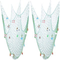 Nature Fish Net Wall Decoration with Shells, Ocean Themed Wall Hangings Fishing Net Party Decor for Pirate Party,Wedding,Photographing Decoration (2pack-Aqua/Aqua)