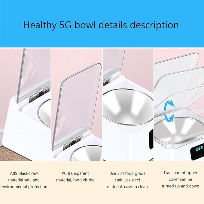 Automatic Open Dog Food Bowls Stress Pet Feeder with Clear Cover Sensing Automatic Feeding Bowls