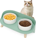Elevated Dog Bowls Set, Ceramic Pet Food & Water Bowls with Non-Slip Stand, No Spill Design for Cats/Small Medium Dogs Green