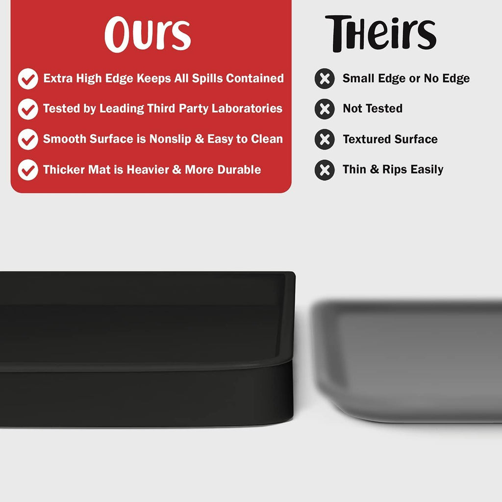 DogBuddy Dog Food Mat Waterproof Silicone Pet Feeding Mat for Dogs, Non-Slip, Easy to Clean, Black