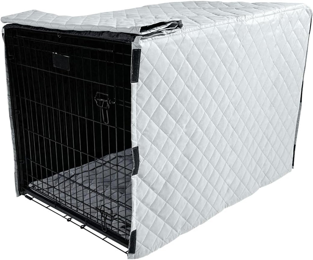 4Knines Quilted Dog Crate Cover – Heavy-Duty, Water-Resistant Fabric for Indoor/Outdoor Use – Durable Travel Cage Cover for Training, Weather Protection – Fits 36-Inch Crates – Grey