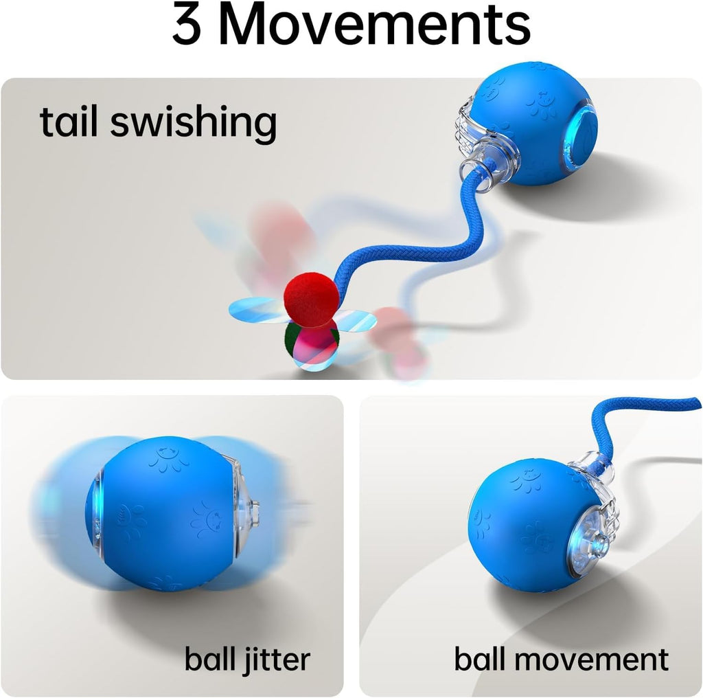 Interactive Cat Toys for Indoor Cats - Kitten Toy with Speedy Tail 2.0, Automatic Cat Toys for Bored Indoor Adult Cats, Motion-Activated, 2025 New Upgraded, USB Rechargeable (Blue)