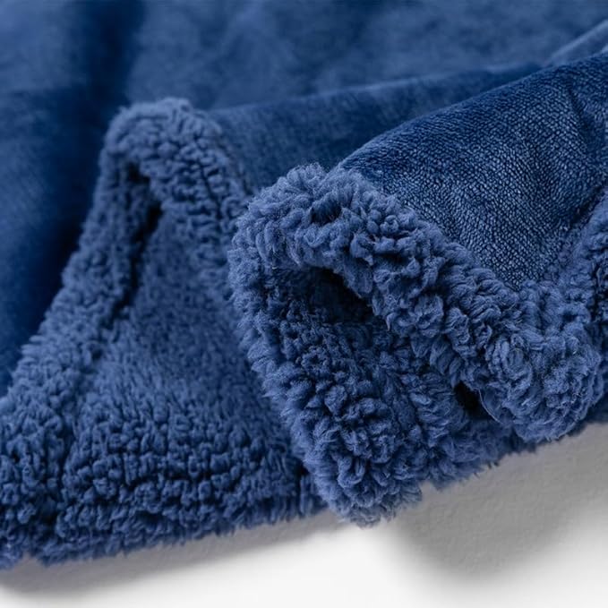 Waterproof Dog Throw Blanket Reversible Pet Fleece Blankets Bed Cover Dark Blue Puppy Blankets Leakproof Sofa Couch Washable Cover Cat Pet Blanket for Warm-Navy Blue,S-40x28in