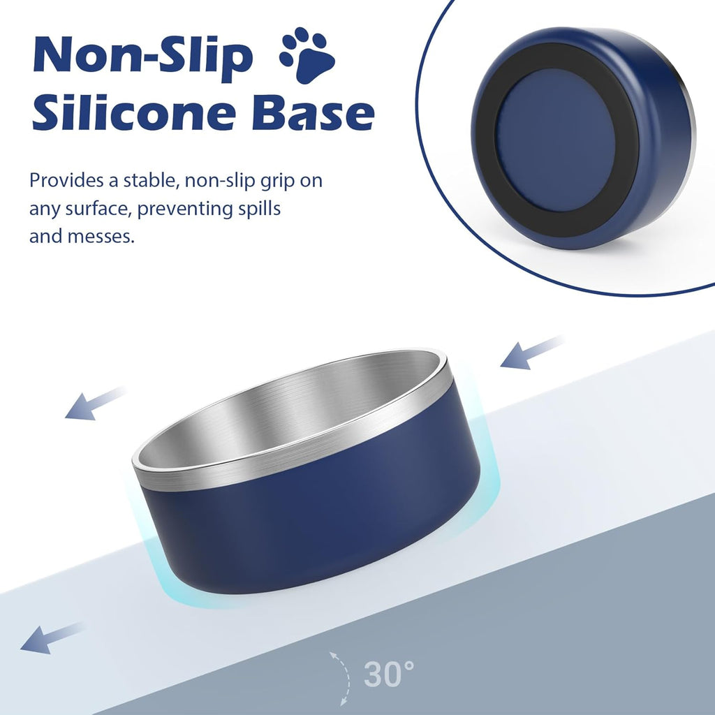 LIANLAI Dog Bowls, Rust-Resistant Stainless Steel Dog Bowls, Spill Proof Double Puppy Dishes for Food, Dishwasher Safe (Blue，40 oz)