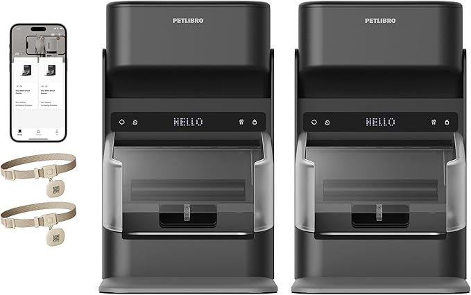 PETLIBRO RFID Cat Feeders for 2 Cats, Collar Sensor for Personalized Meals, Cats Recognition, Diet Tracking and Anti-Stealing for Multi-Pets Homes and Different Diets, Automatic Pet Feeder (Pack of 2)