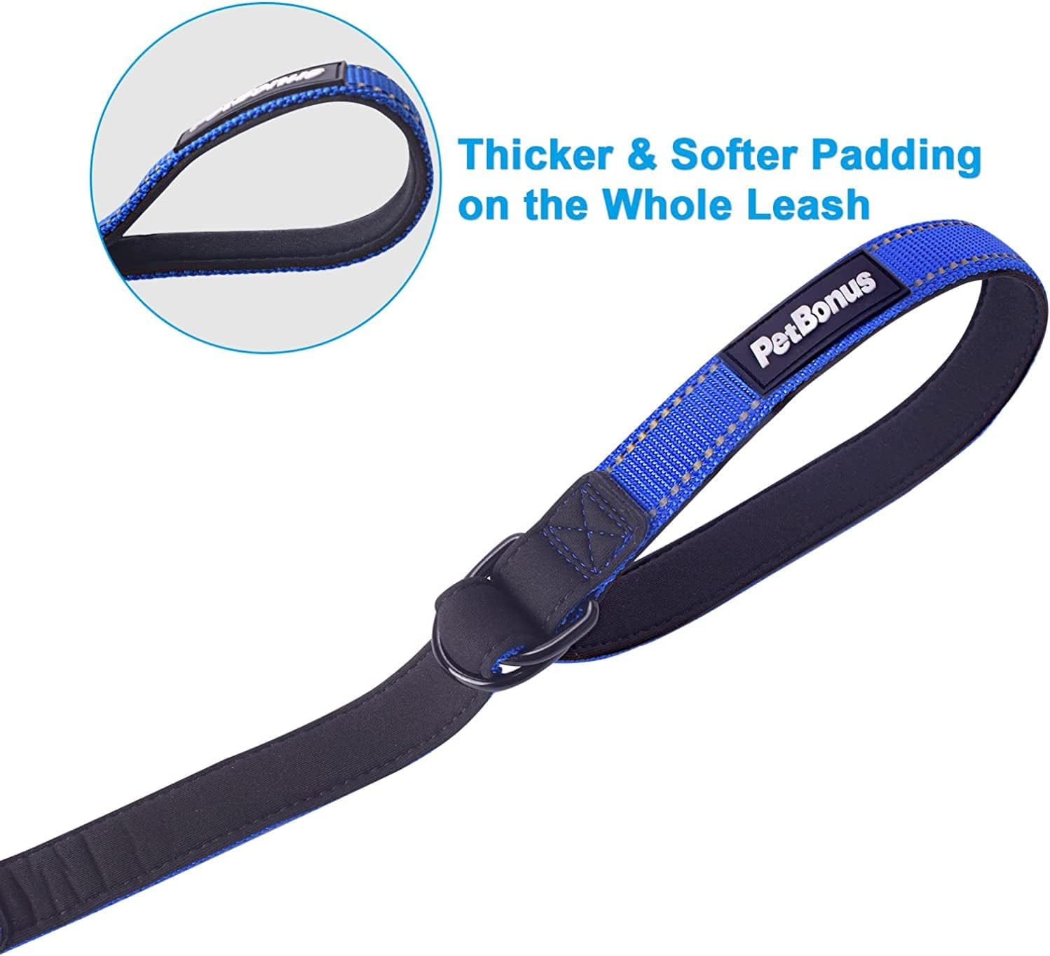 PetBonus 2 Packs Short Dog Leash, Safety Wrist Strap for Retractable Dog Leash, Reflective Design and Adjustable Soft Padded Handle, Extra Layer Security for Pet Stroller (Blue, Blue)