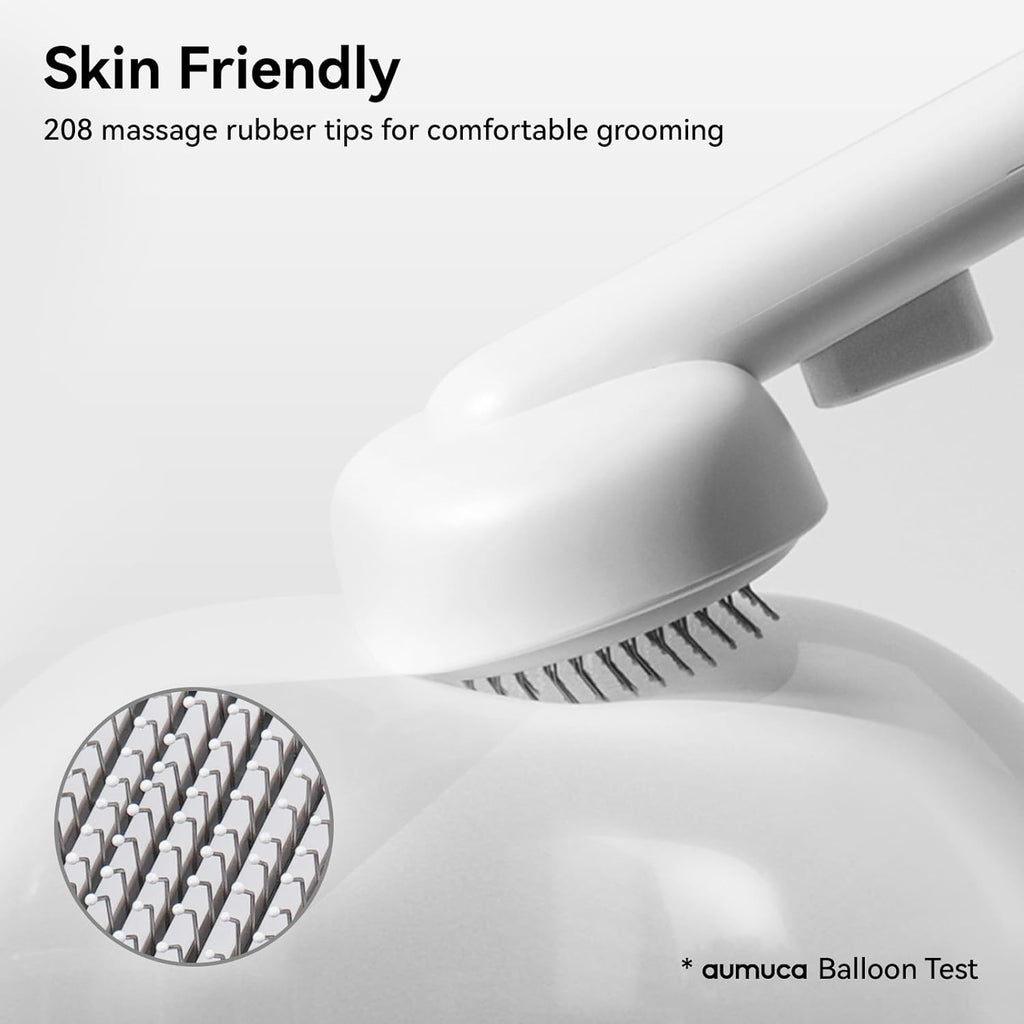 aumuca Cat Brush for Shedding, Cat Brushes for Indoor Cats, Cat Brush for Long or Short Haired Cats, Cat Hair Brush Cat Grooming Deshedding Brush for Dog Kitten Rabbit Massage Removes Loose Fur, White