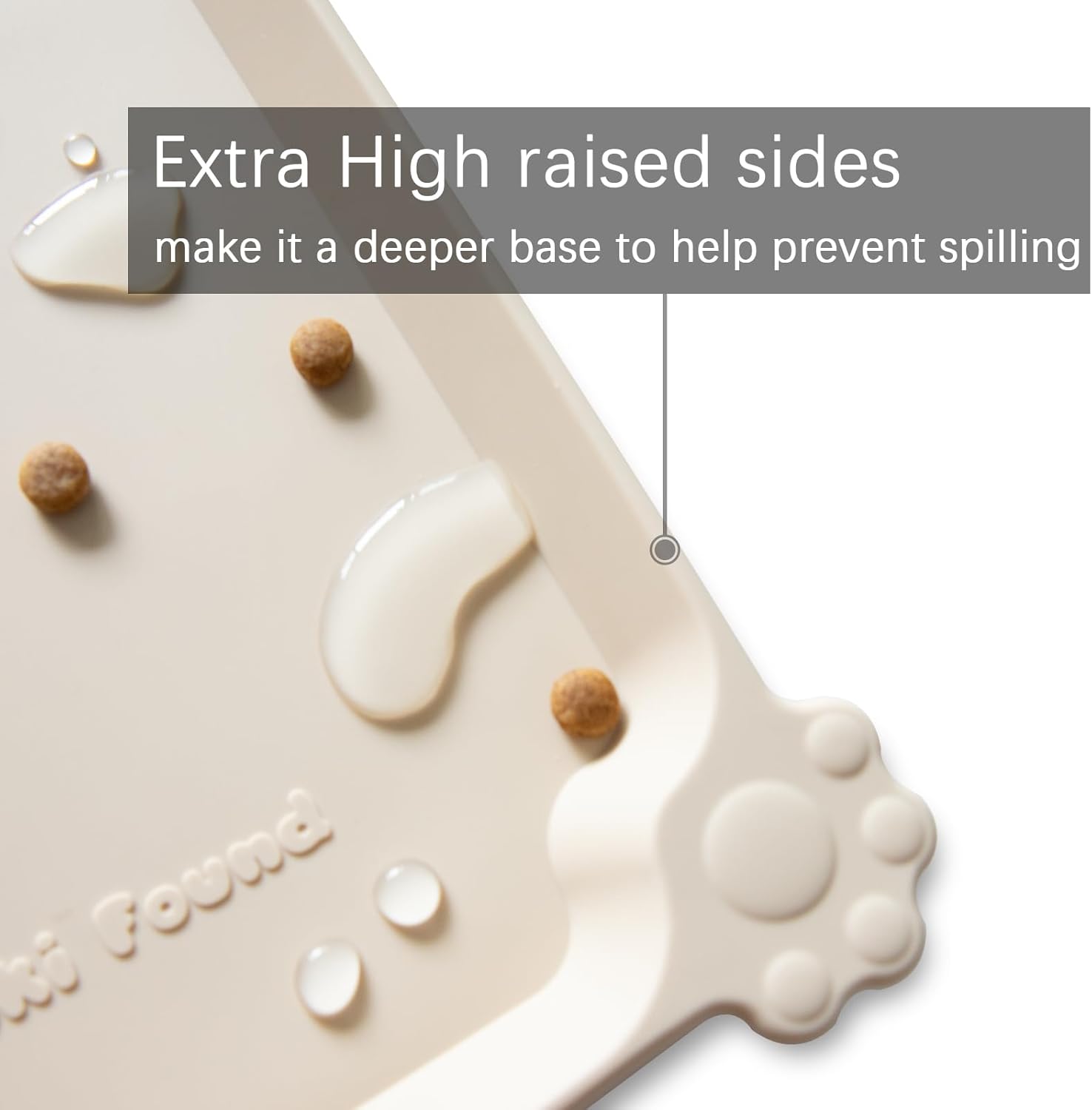 Hoki Found XX-Large Silicone Pet Food Mats - Non Slip Cat Dog Bowl Placemats - Waterproof Feeding Mats - Suitable for Carpet - Papayawhip