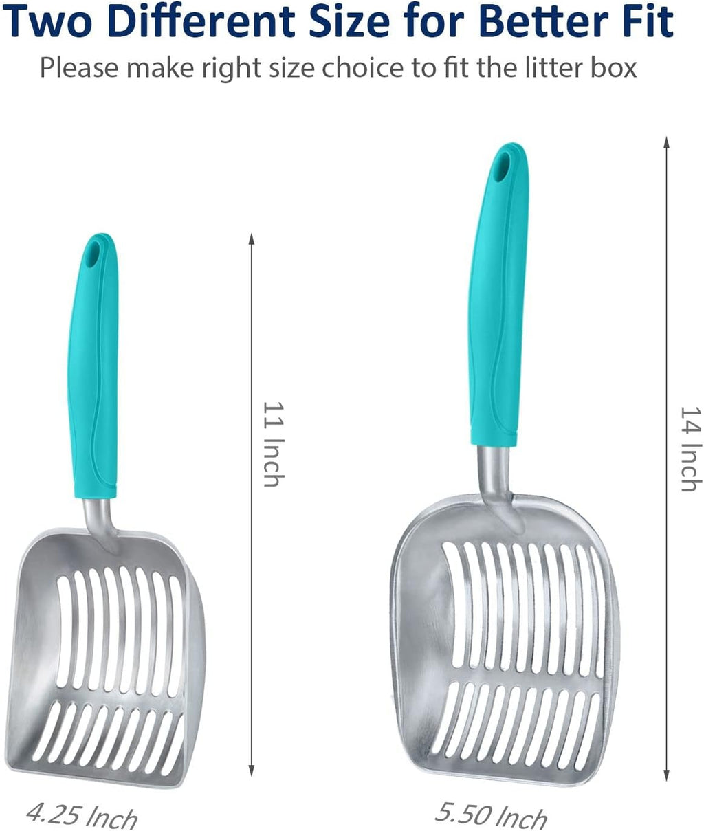 WePet Cat Litter Scoop, Aluminum Alloy Sifter, Kitty Metal Scooper, Deep Shovel, Long Handle, Poop Sifting, Kitten Pooper Lifter, Durable, Heavy Duty, for Litter Box