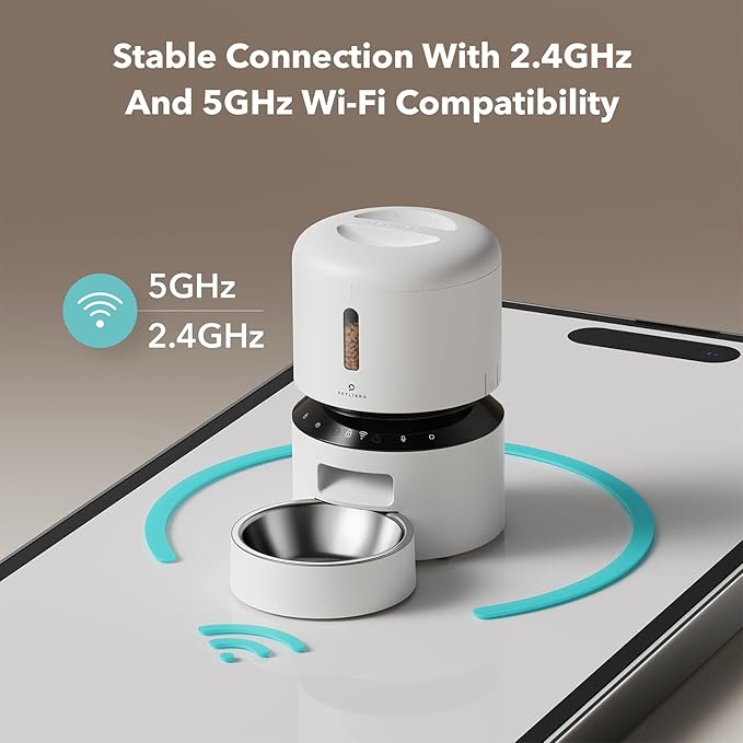 PETLIBRO Automatic Cat Feeder, 5G WiFi Automatic Pet Feeder with Freshness Preservation, 3L Timed Cat Feeders for Dry Food, Up to 48 Portions 10 Meals Per Day, Granary Pet Feeder for Cat/Dog, White