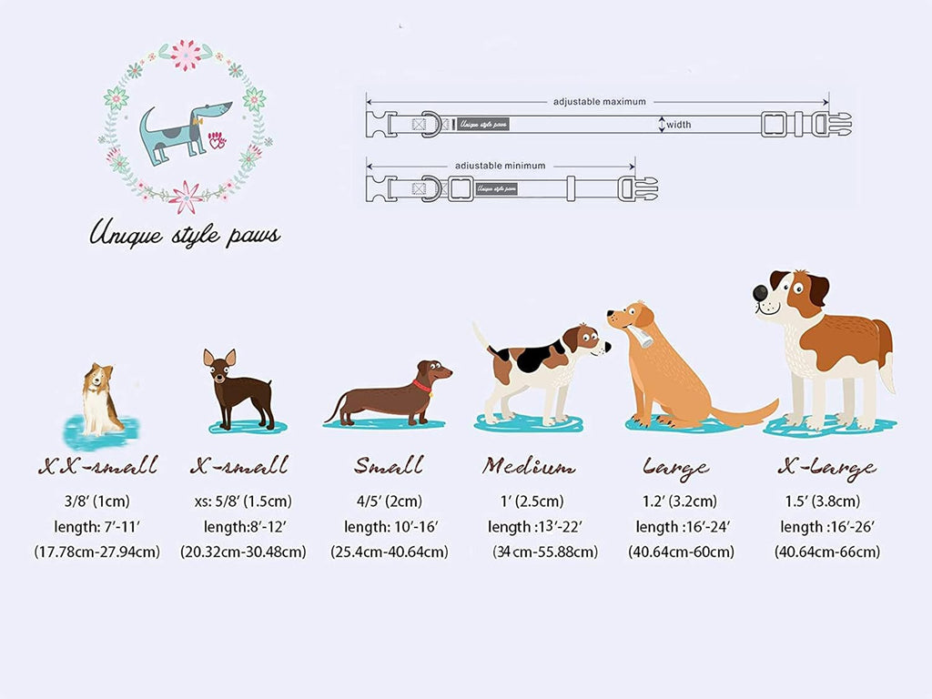 Unique Style Paws Autumn Leaf Collar with Bow Blue Leaf Flower Cotton Dog Collars for Small Medium Large Dogs