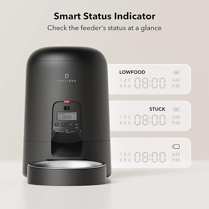 PETLIBRO Automatic Cat Feeder, Cat Food Dispenser Battery-Operated with 180-Day Battery Life, AIR Timed Pet Feeder for Cats & Dogs, 2L Auto Cats Feeder, Black