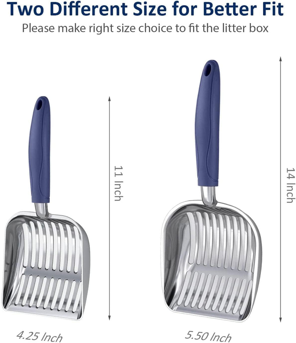 WePet Cat Litter Scoop, Aluminum Alloy Sifter, Kitty Metal Scooper, Deep Shovel, Long Handle, Poop Sifting, Kitten Pooper Lifter, Durable, Heavy Duty, for Litter Box